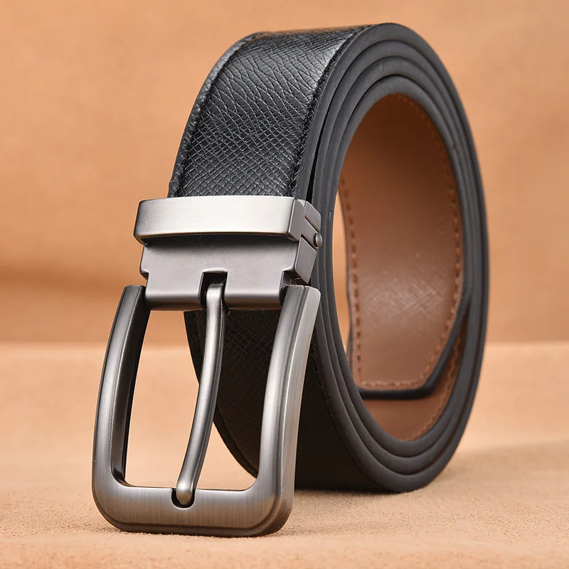 02 Deepeel/1 шт., 3,3 см* 105-125 см, Harajuku, деловой мужской ремень, второй слой, Воловья кожа, сплав, пряжка, ремень, джинсы, аксессуары для подарка - Цвет: 02
