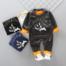 Зимняя детская одежда, теплые комплекты одежды с рисунком собаки для малышей комплект одежды для маленьких девочек, плотные комплекты одежды, спортивные костюмы, комплекты для детей возрастом от 2 до 6 лет