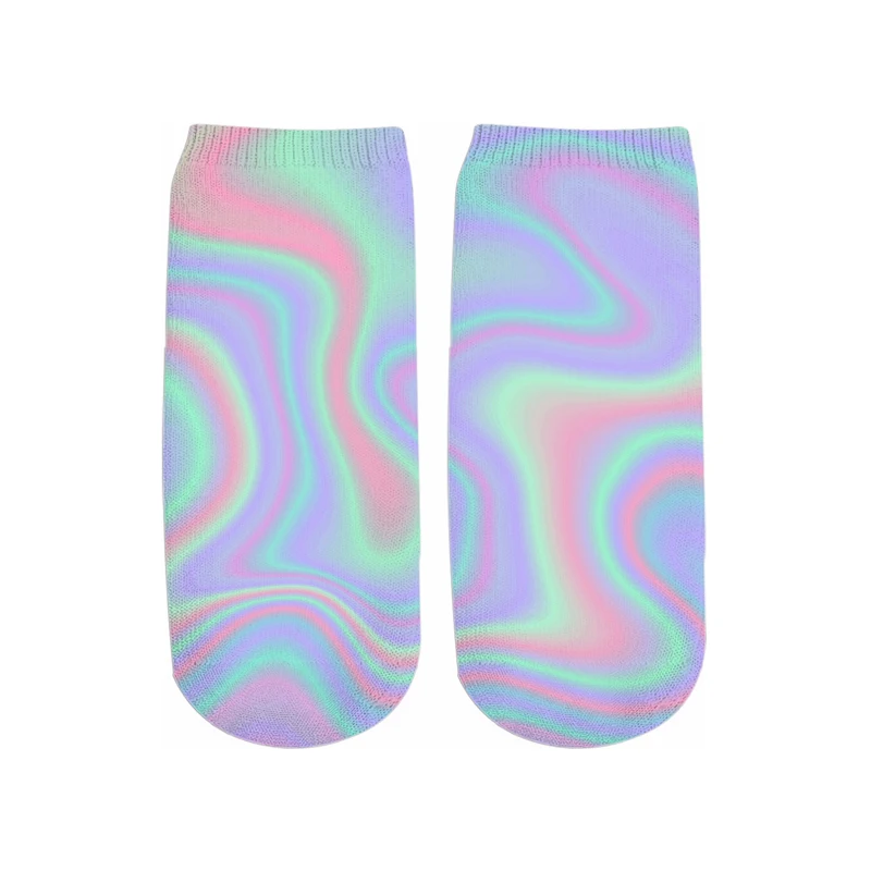 Новые красочные psychedelic 3D Печатные Галстук Краситель/краски splter хлопковые короткие носки для женщин женские harajuku корейские носки - Цвет: color as the picture