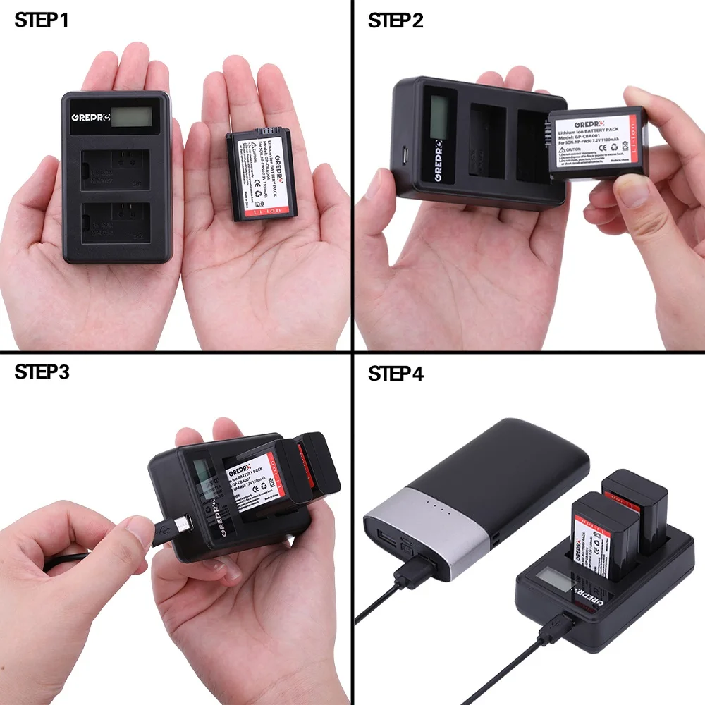 GREPRO NP-FW50 NP FW50 FW50 Батарея+ ЖК-дисплей USB Dual Зарядное устройство для sony A6000 5100 a3000 a35 A55 a7s II alpha 55 alpha 7 A72 A7R NEX-3
