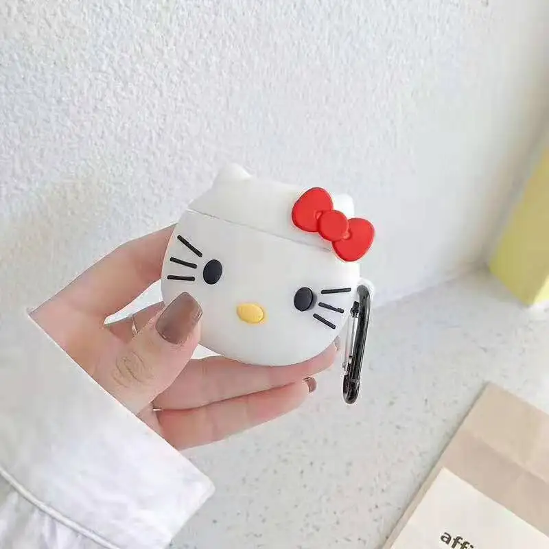 Роскошный 3D Мягкий силиконовый чехол для Airpods милый HELLO-KITTY мультфильм прекрасный подарок для Airpods1 2 bluetooth наушники чехол с кольцом