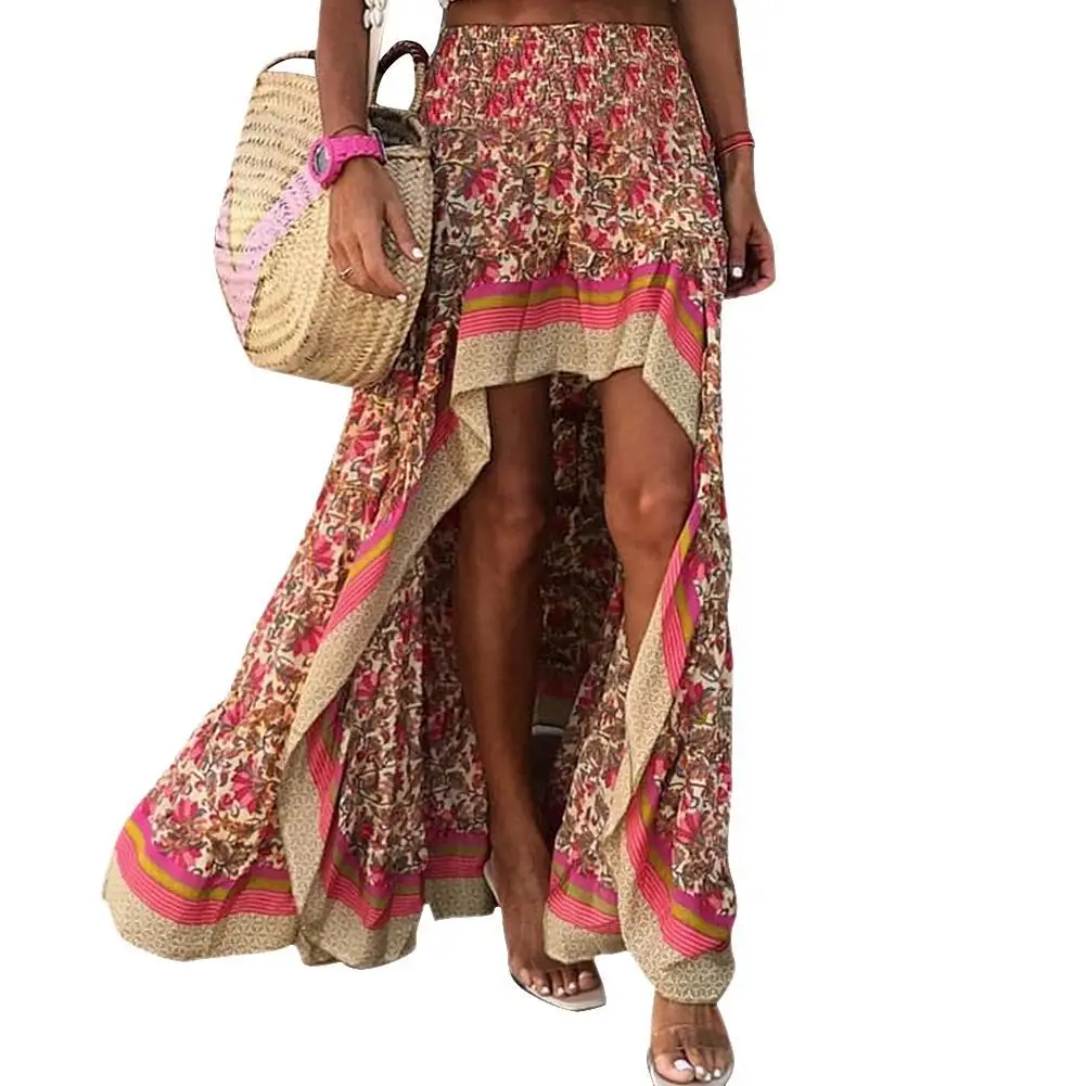 Фото Богемное асимметричное платье для женщин летнее пляжное стильное с цветочным