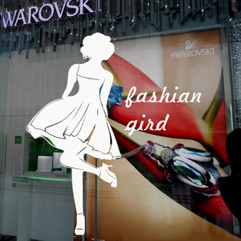 

Clothing Store Sexy Lady Girls Glass Wall Sticker Decoration Clothing Store Decal Cloakroom Showcase Decor Clothing Shop Decal