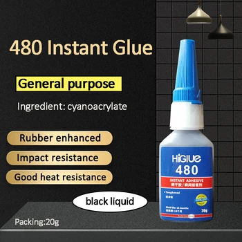 

HiGlue 480 Black Liquid Glue Stronger Instant Adhesive For Plastic/Wood/rubber/metal Quick-drying 20g bottle