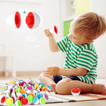 

Kids Colorful 6pcs Montessori Matching Eggs 3D Inserted Color Shape Matching Cognition Puzzle Jigsaw Game Learning Education Toy