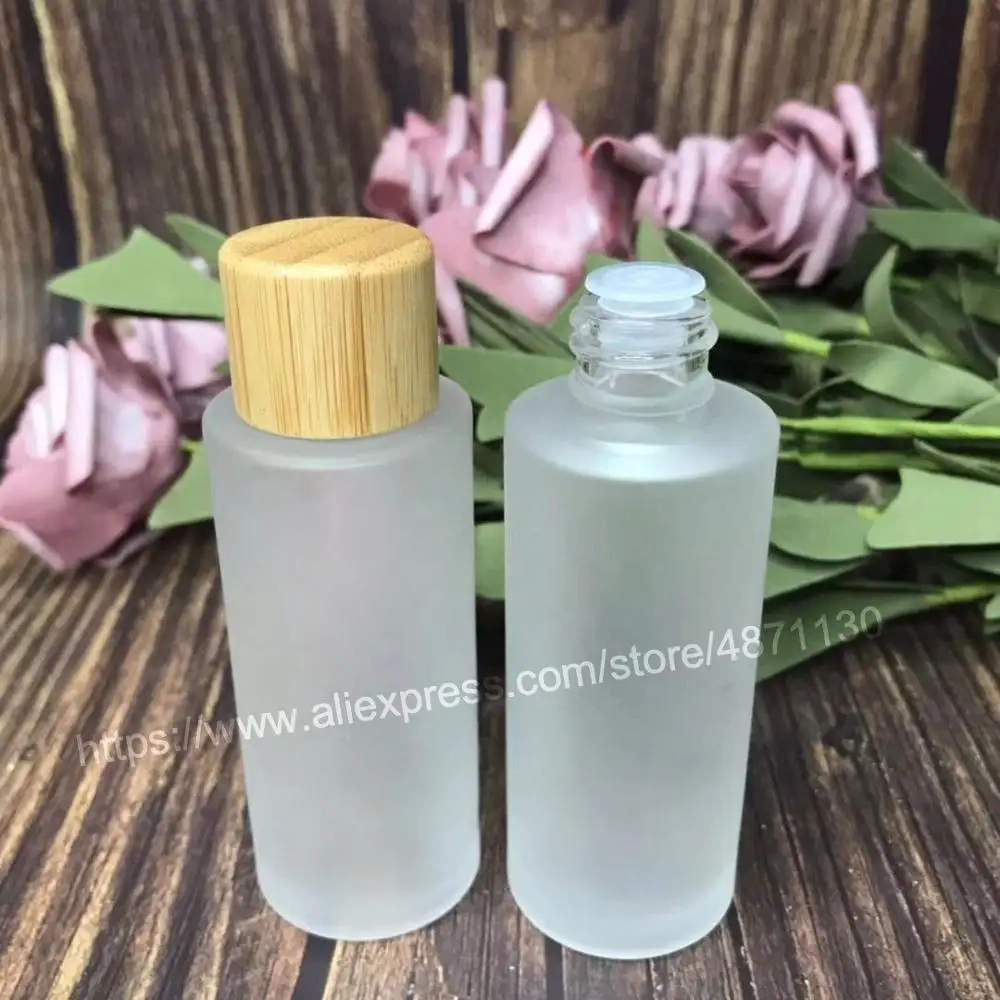 

50* 50g cream jar 50ml frosted glass bottle 120ml Biodegradable Wooden Cream Bottles Natural Luxury Bamboo Cosmetic Packaging