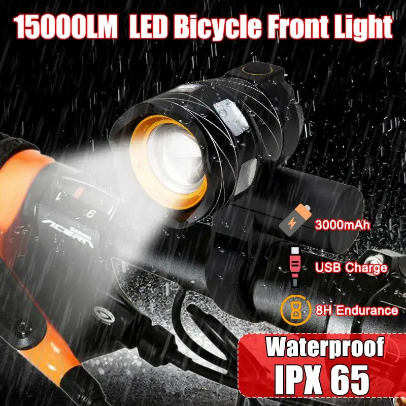 

Bicycle USB Light Waterproof Highlight Warning Light USB Charging 3000 mAh Bicycle Headlight Convenient LED Flashlight Light New