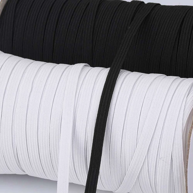 3/4/5/6/8/10mm Flaches Gestricktes Elastikband Weiß Schwarz Polyester Näh-Stretchband Elastisches Gummi DIY Bekleidungs- und Maskenzubehör – Detail 10