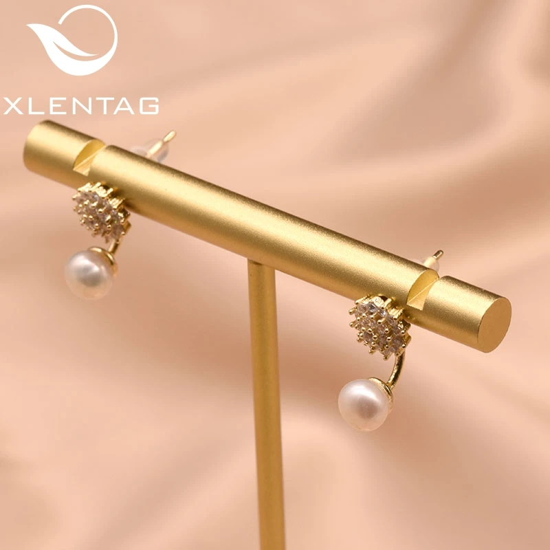 

XlentAg Plant Baroque Pearl For Women Flower Cluster Earrings Wedding Pendientes Mujer Moda 2019 Fine Jewelry Oorbellen GE0807
