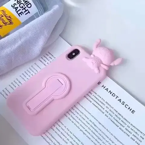 3D с мультяшками силиконовый чехол для iPhone XS MAX XR X 8 7 6S Plus Чехлы Минни кошкой с изображением кролика Банни Единорог Ститч крышка от бутылки
