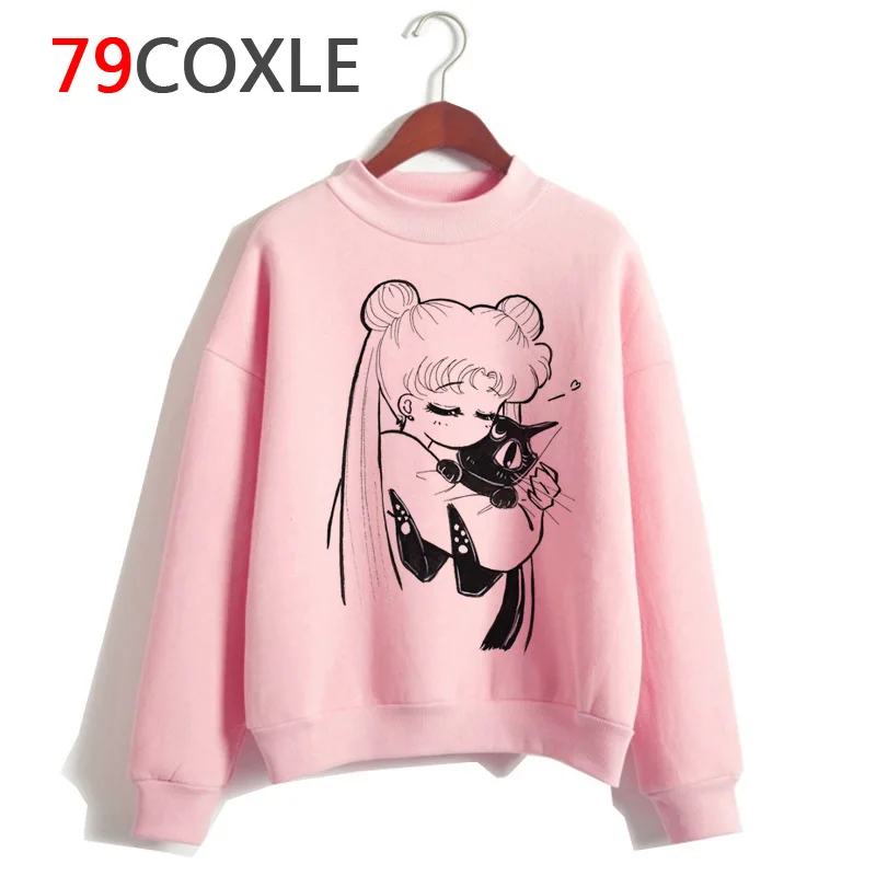 Sailor moon kawaii 90s толстовка женская забавная ulzzang harajuku толстовка хип хоп Повседневная Tumblr гранж с капюшоном негабаритных розовый