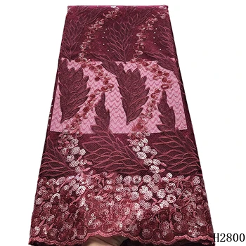 

2019 New Design Tulle Lace Fabric Red Sequins Bead Net African Lace Fabric French Lace For Women Party Dress HX2800