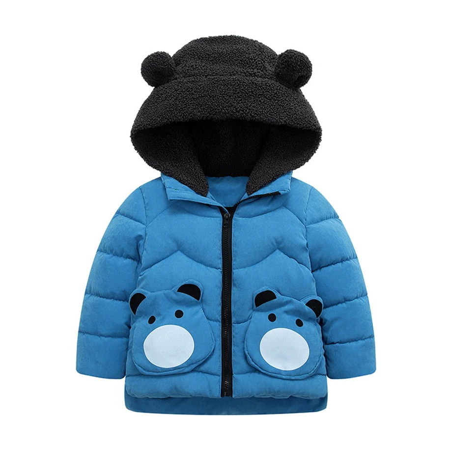 Детская зимняя куртка сохраняющее тепло пальто для маленьких мальчиков детская зимняя одежда для маленьких девочек Рождественская Толстовка с милыми ушками медведя для детей от 2 до 6 лет