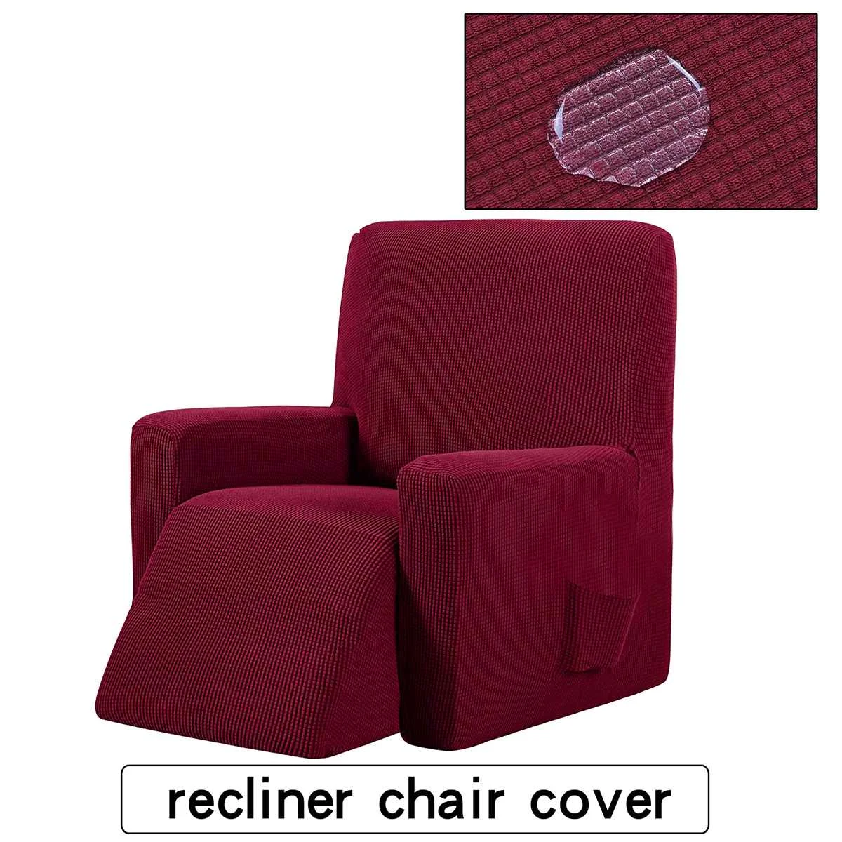 Recliner Couch Cover All-inclusive Sofa Cover Elasticity Stretch Anti-slip Furniture Slipcovers Chair Protector Single Seat Sofa - Цвет: Бургундия