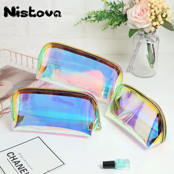 

Cosmetic Bag Laser TPU Transparent Storage Bag Beautician Cosmetic Bag Organizer Storage Box Jelly Bag Portable Fashion Wash Bag