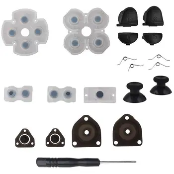

L1 R1 L2 R2 Trigger Buttons + 2 Springs + 2 Joystick Thumb Sticks + 1 Set Conductive Rubber + Screwdriver for PS4 Controller (1s