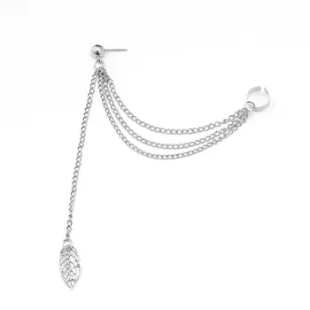 

1 Pc Punk Rock Leaf Chain Tassel Dangle Ear Cuff Wrap Drop Earring Gold Color Earrings In Jewelry Gifts