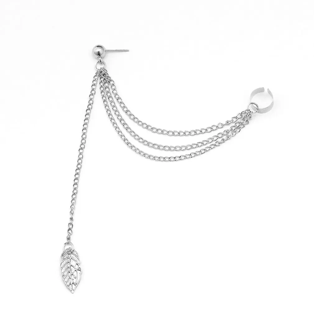

1 Pc Punk Rock Leaf Chain Tassel Dangle Ear Cuff Wrap Drop Earring Gold Color Earrings In Jewelry Gifts
