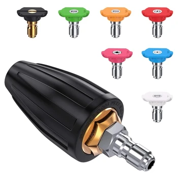 

Pressure Washer Nozzle Spray Tips Full Set, 4000PSI 360 degree Rotating Turbo Nozzle, 1/4inch Quick Connect