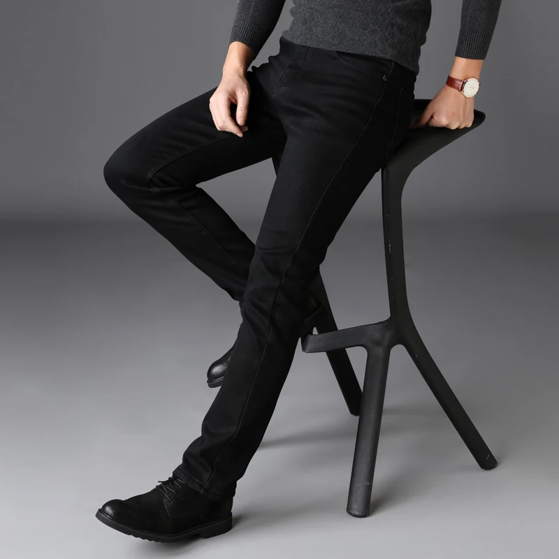 Men's Stretch Black Jeans Classic Style 