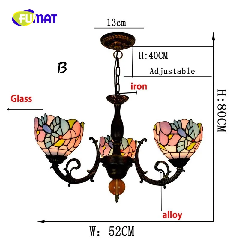 FUMAT Tiffanylamp люстра освещение витражное стекло цветок тени блеск освещение приспособление кухонный светодиодный современный подвесной потолочный светильник - Цвет абажура: B Style