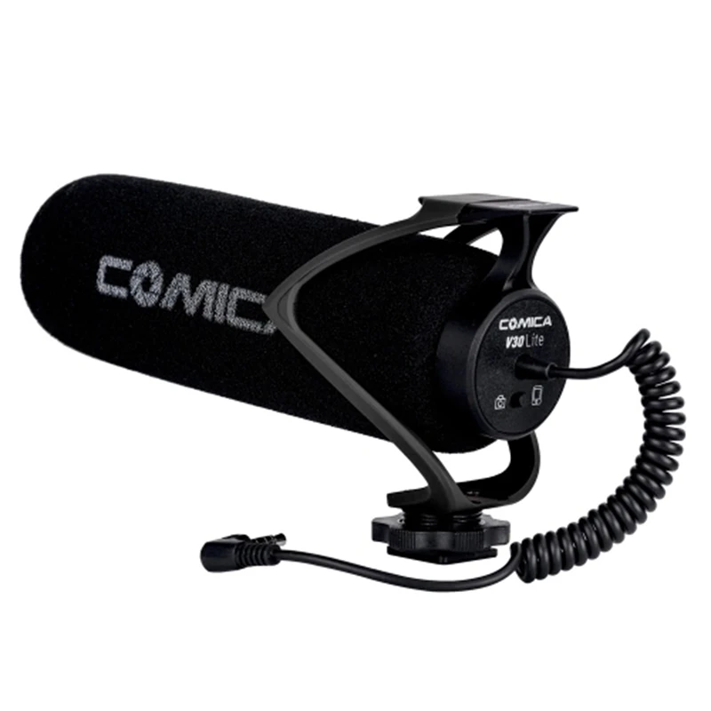 Comica Cvm-V30 Lite микрофон с супер-кардиоидным полярным узором Холодный башмак дизайн конденсаторный микрофон для смартфона камеры черный