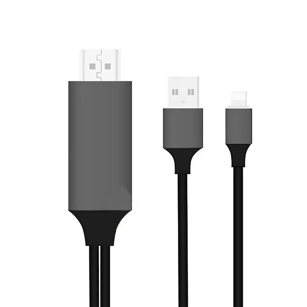 MeterMall HDMI кабель удлинитель для мобильного телефона применимый к Apple конвертировать в HDMI синхронный кабель передачи - Цвет: Black