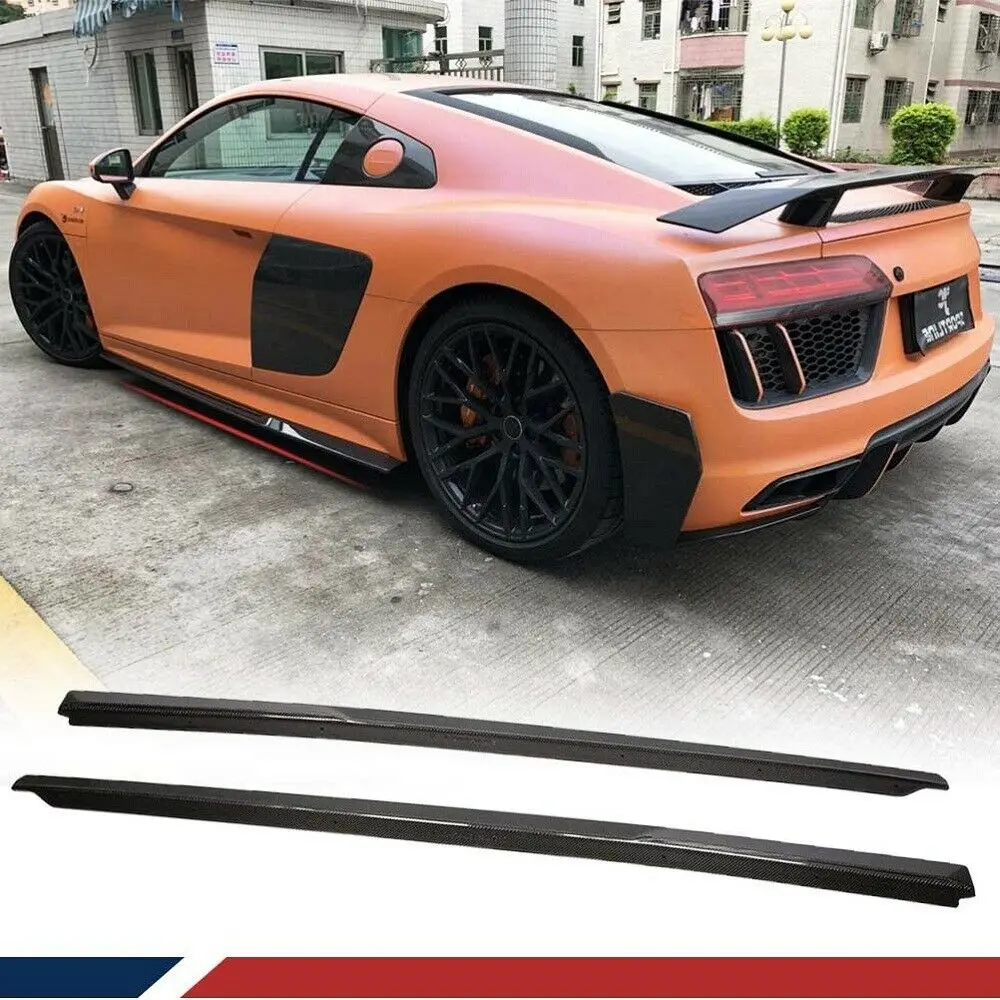 

2 шт., автомобильные боковые юбки из углеродного волокна для Audi R8 2016-2019