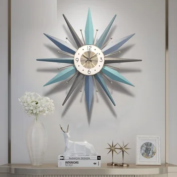 

70 cm Creative Wrought Iron Wall Clocks Crafts Decoration Home Livingroom Atmosphere Luxury Art Quartz Clocks 3D Mural R2251