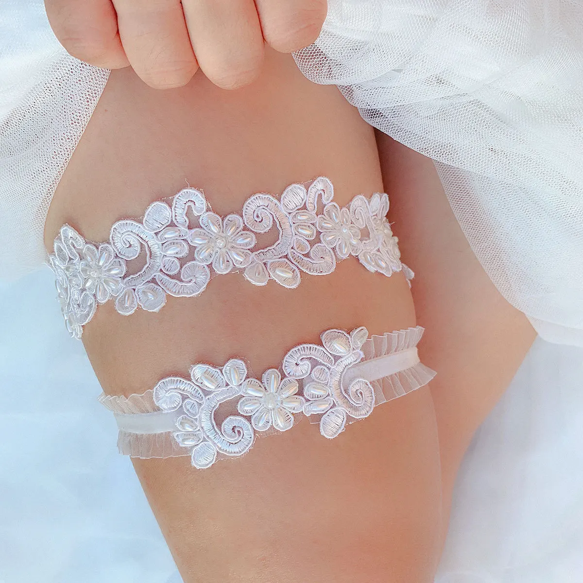 Wedding Bride Lace Garter Set Elastic Lace Garter Bridal Shower Accessory 