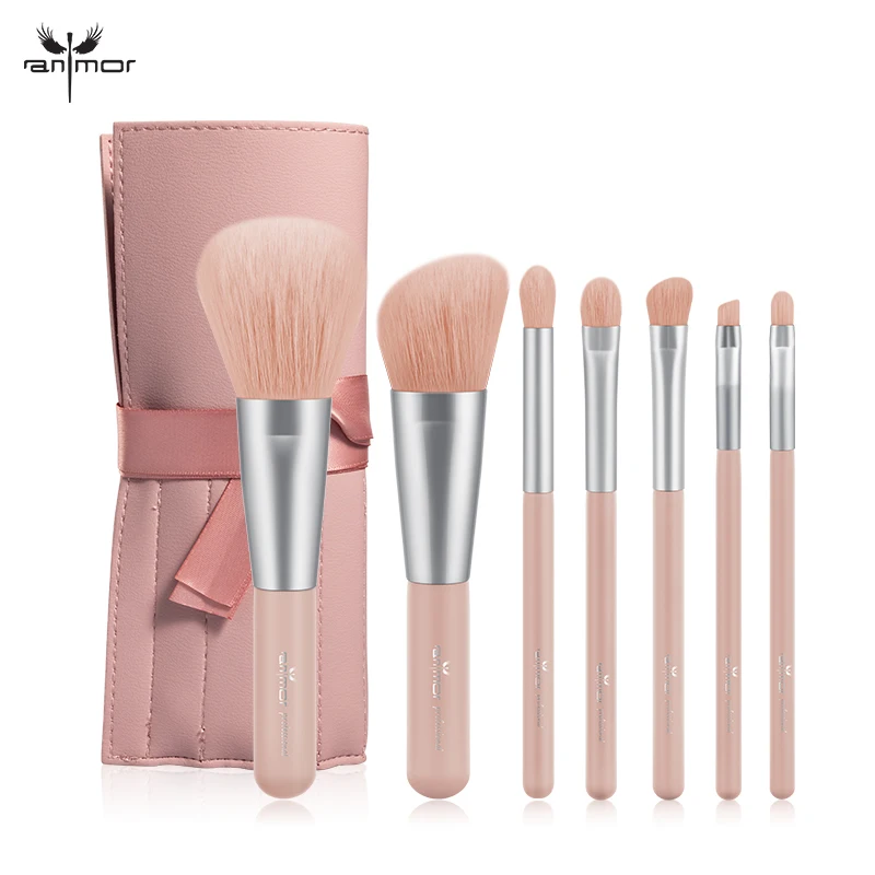 

Anmor 7Pcs/Set Portable Makeup Brushes Travel Make Up Brushes Foundation Eyebrow Eyeshadow Brush Cosmetic Bag Brochas Maquillaje