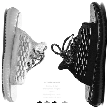 

2020 summers men slipper adult flyknit bteathable Novelty slipper black white solid daily outdoor baech concise men slipper