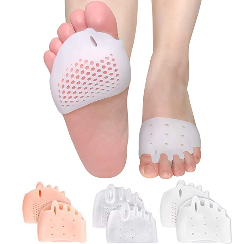 2pcs Foot Care Tool Silicone Forefoot Pads Toe Separator Cushions Hallux Valgus Correction Calluses Blisters Pain Relief Insole