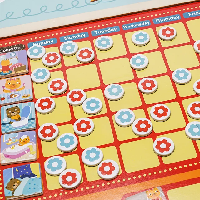Wooden Magnetic Reward Activity Responsibility Chart Calendar Children Self Discipline Attendance Sheet Kids Calendar Time Toys 4