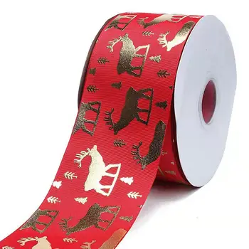

(50 yards/lot) Merry Christmas listom 75mm gold foil printed grosgrain ribbon