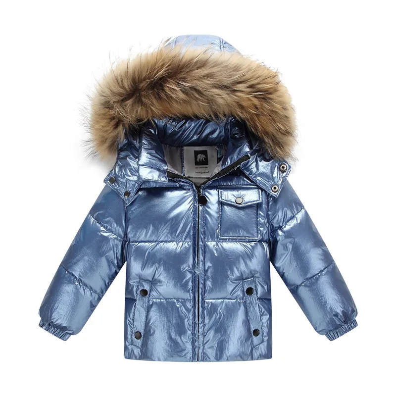 Для русской зимы, коллекция года, модная куртка для девочек, одежда комплект одежды для мамы и детей, Детский комплект для мальчиков, костюм для девочек, пальто, зимний комбинезон,-30 - Цвет: Синий