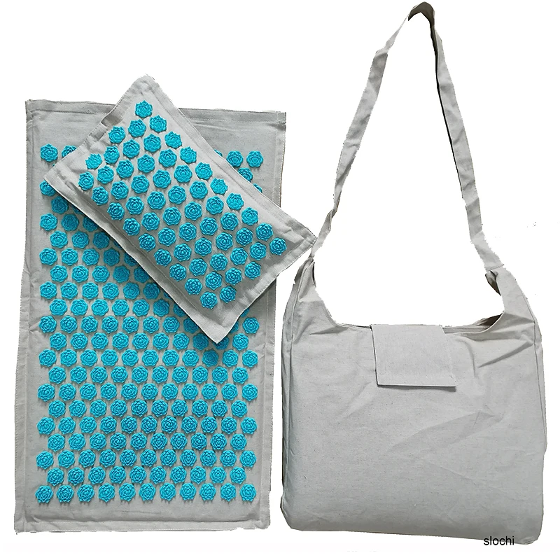 Nature Linen Coconut Palm Massage Lotus Spike Acupressure Mat Cushion Yoga Mensaje Messaggio Acupuncture Point Sting Mat