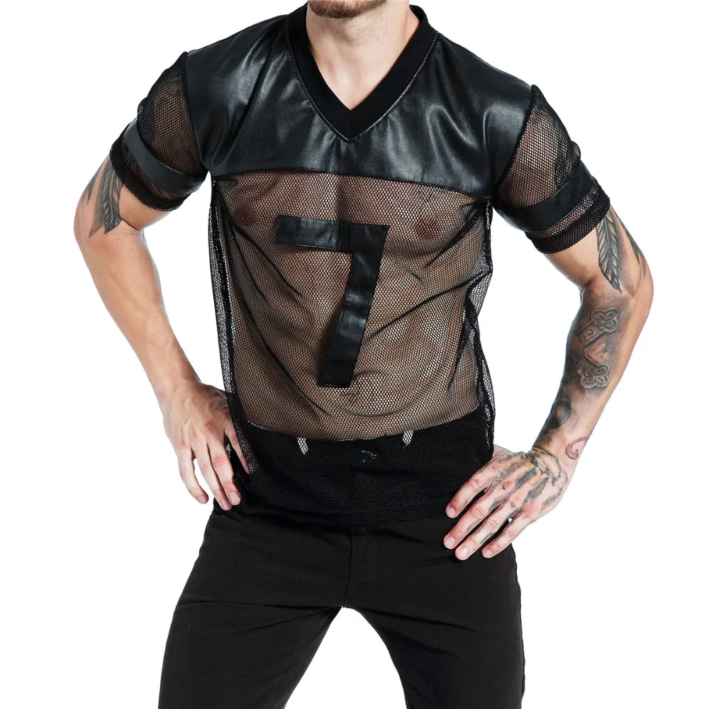 Sheer Mesh Undershirt Mens Short Sleeve 