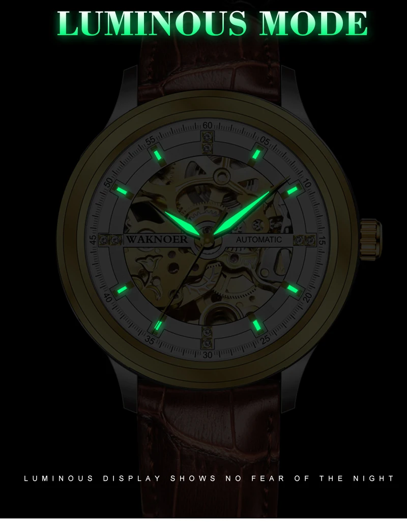 WAKNOER мужские s часы Топ люксовый бренд мода Tourbillon автоматические механические часы мужские водонепроницаемые часы со скелетом Montre Homme