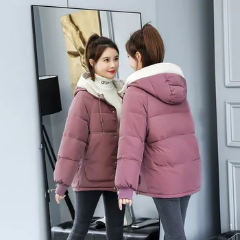 

NEW 2019 new down cotton jacket large women's cotton jacket short warm jacket thickened cotton padded jacket