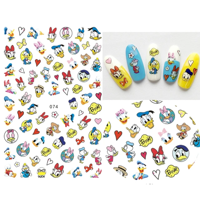 1PCS Disney Cartoon Anime Collection Star Design Nail Sticker Mickey Mouse Donald Duck Lion King Mermaid Stitch Nail Slider SHE074