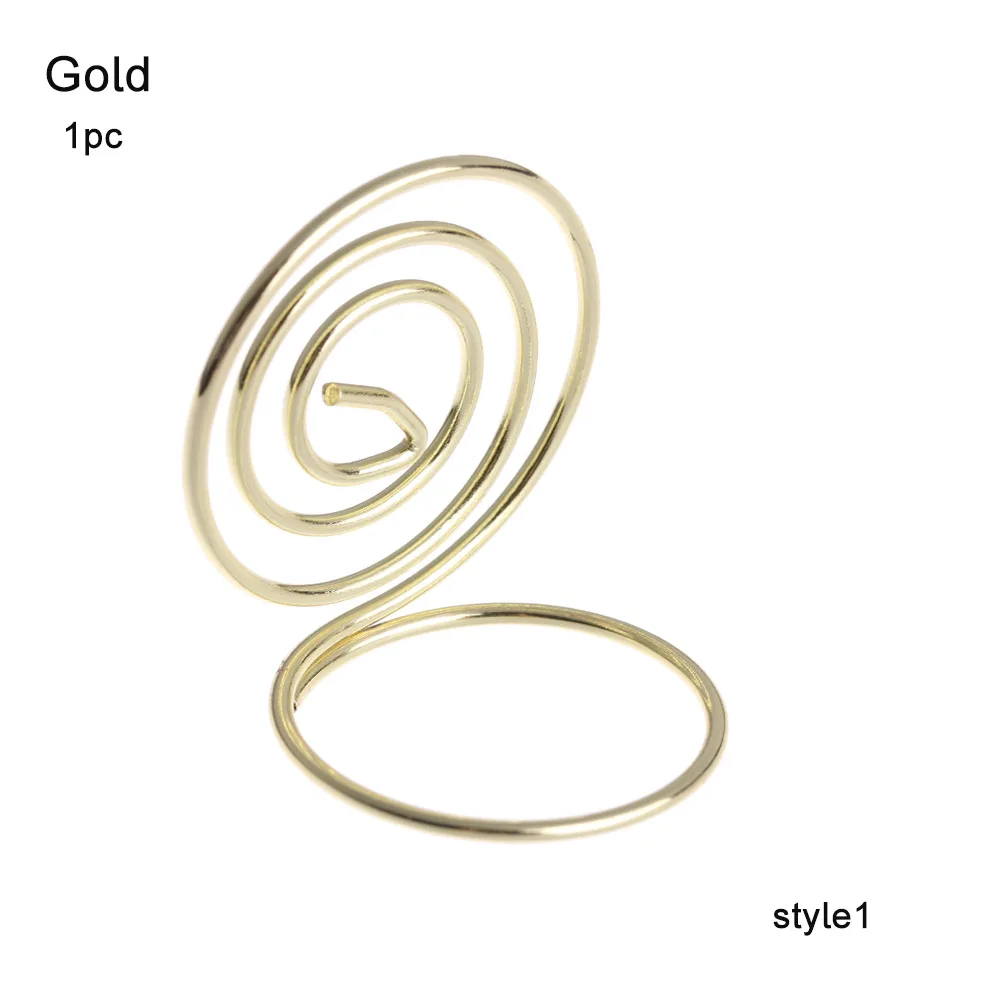 Style1-Gold 1 шт. металлический держатель для карт, свадебное украшение для рабочего стола, романтическое кольцо в форме сердца, зажим для фотографий, настольная подставка для цифр - Цвет: Style1-Gold