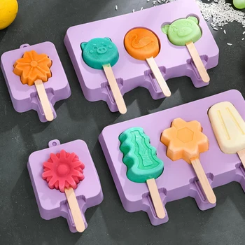 

New Silicone Ice Cream Mold Popsicle Molds DIY Homemade Cartoon Ice Cream Popsicle Ice Maker Mould