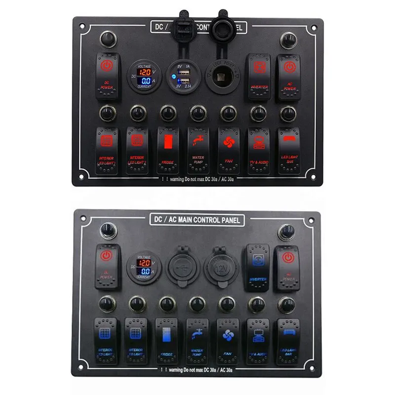 12 В 10 банд рокер красный синий переключатель панель автоматический выключатель