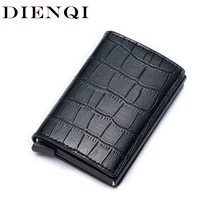 DIENQI анти id кредитный держатель для Карт Rfid блокирующий кошелек кожаный держатель для карт Безопасности Алюминиевый металлический кошелек держатель кредитной карты Чехол