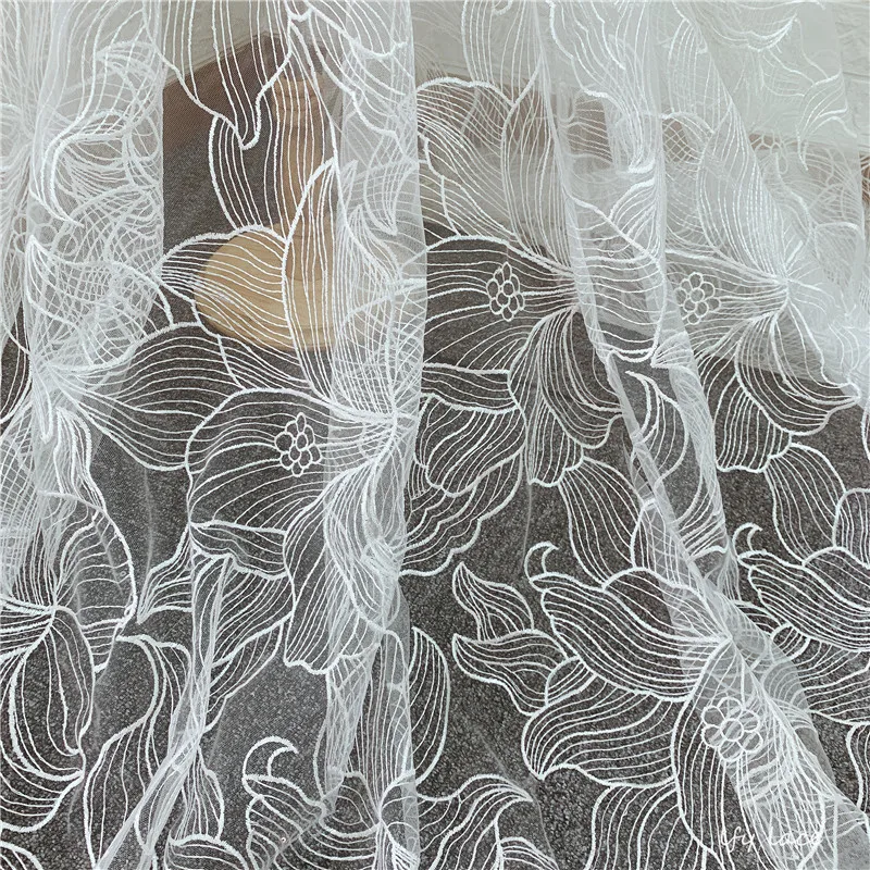 Горячая Уникальный Белый Тюль/Чистая французская вышивка Французский свадебное платье кружевная ткань DIY швейная ткань кружево
