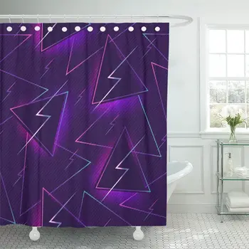 

Retro 80 Pattern Abstract Party 1980S Neon Shower Curtain Waterproof Polyester Fabric 72 x 72 Inches Set with Hooks