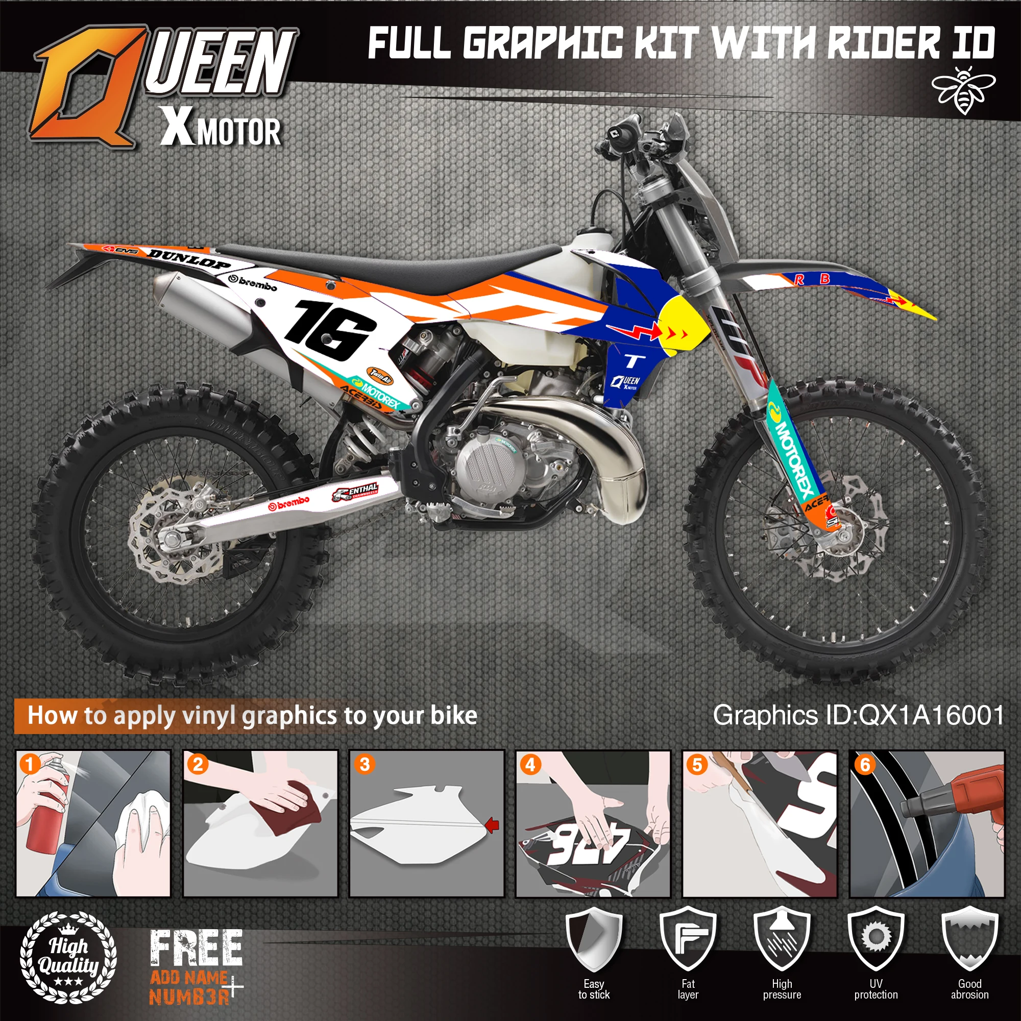 Графические наклейки QUEEN X MOTOR Custom Team Набор наклеек 3M для KTM 2016 2017 2018 SX SXF 2019 EXC XC W