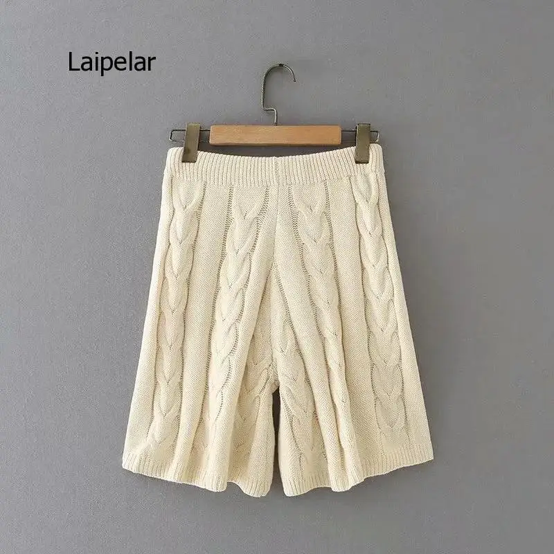 2021 Sleeveless Sweater Top Vest Shorts Mini Women Set Knitted Autumn Winter 2 Piece Set Casual Suit Party Outfits