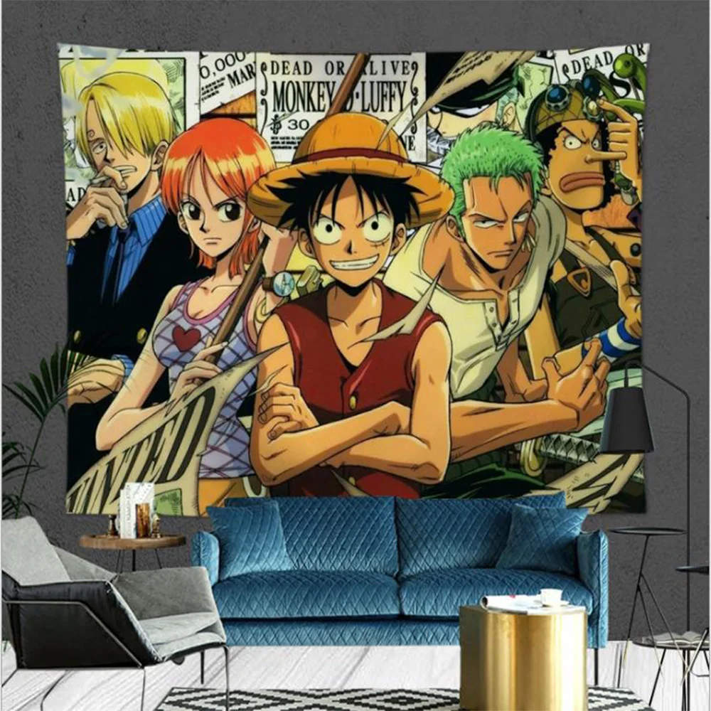 Настенный гобелен с героями мультфильмов 3D принт японское аниме настенный